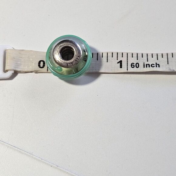 Pandora Retired Murano Sterling Silver Charm Greenish Yellow Bluish Stripe - Picture 5 of 10